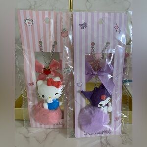 Authentic Hello Kitty and Kuromi Keychains with Pom Poms
